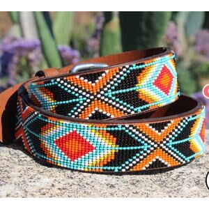 NWOT SAMBBOHO Hand Beaded BIARRITZ MEN'S BELT size S $130